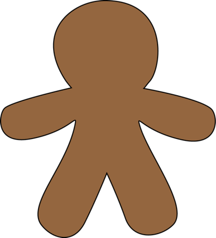 Gingerbread Man Clip Art Free Free Clipart Images - Brown Gingerbread Man Template - Png Download (728x800), Png Download