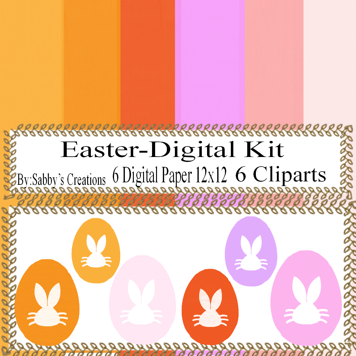 Easter Digital Kit I Digtial Paper Egg Bunny Art Clip - Graphic Design - Png Download (1152x1152), Png Download