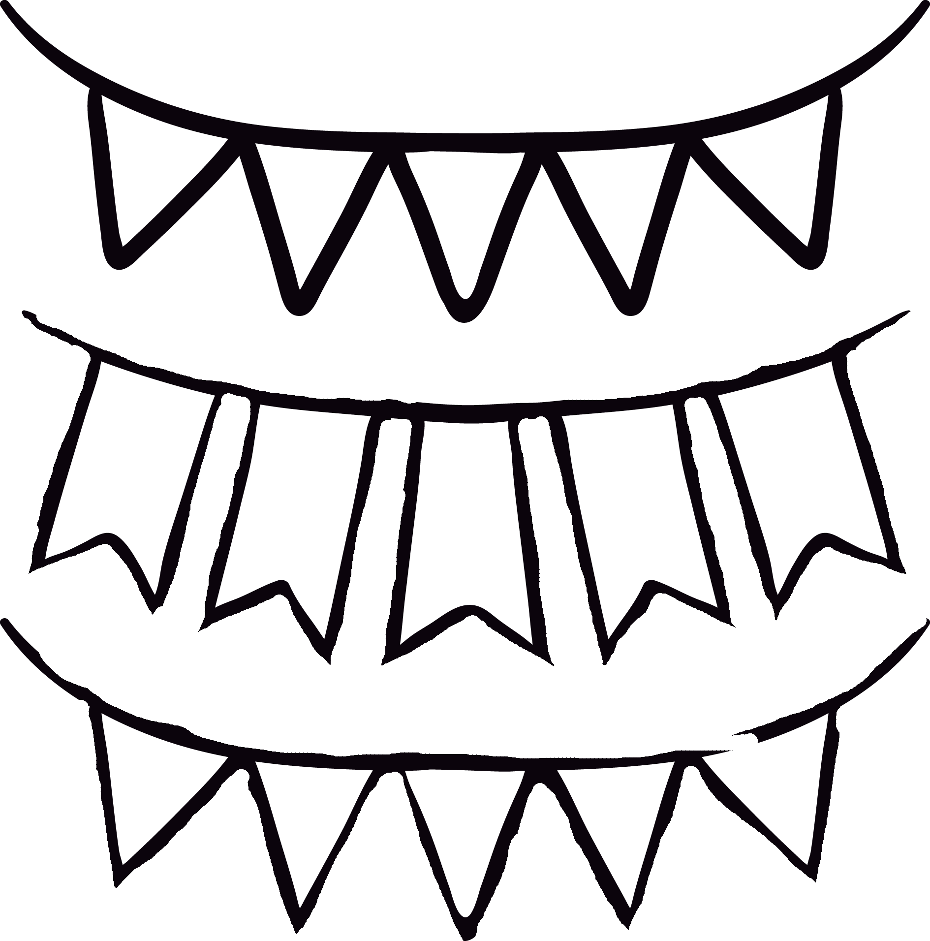 Garland - Pennant Banner Clipart Black And White - Png Download (1890x1912), Png Download