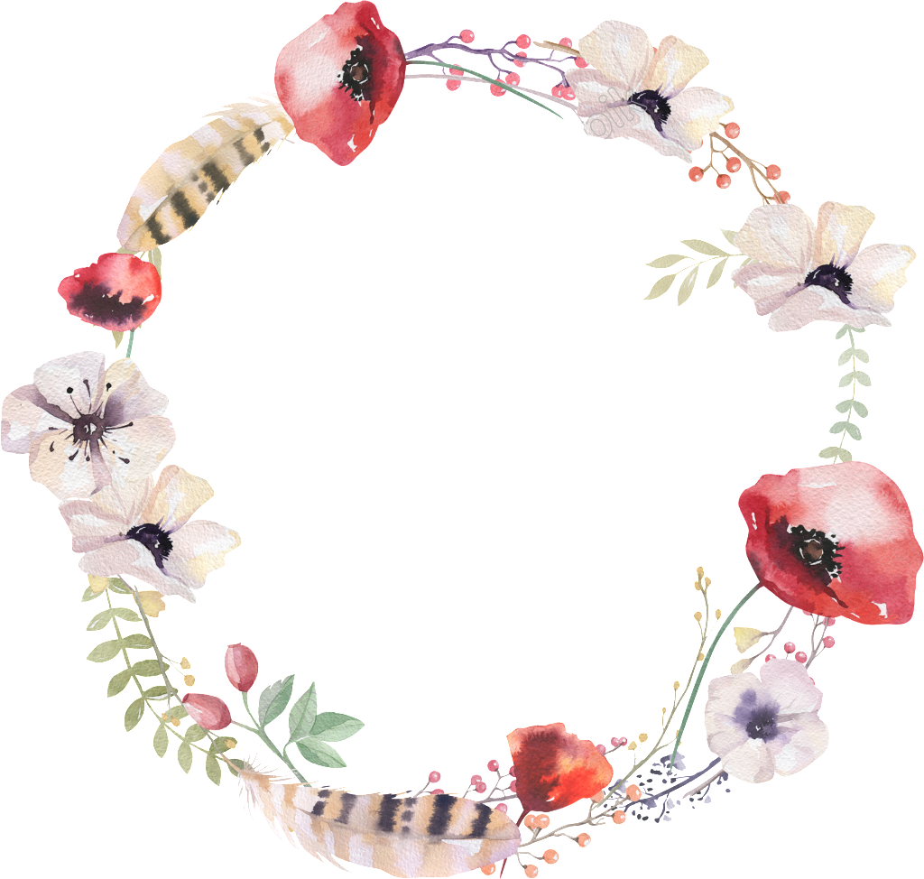 Rose Decorative Free Png - Corona De Flores Acuarela Clipart (1024x974), Png Download