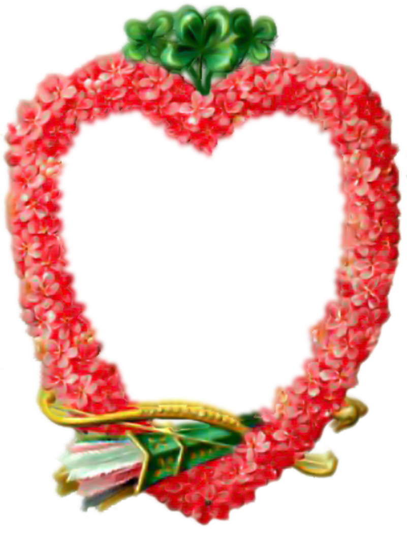 Vintage Floral Wreath Shaped Heart With Clovers - Heart Clipart (800x1227), Png Download