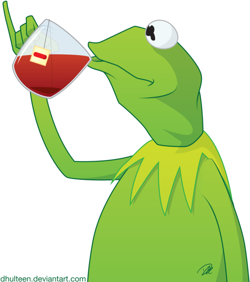 Kermit Transparent Meme - Kermit The Frog Drinking Tea Cartoon Clipart - La...