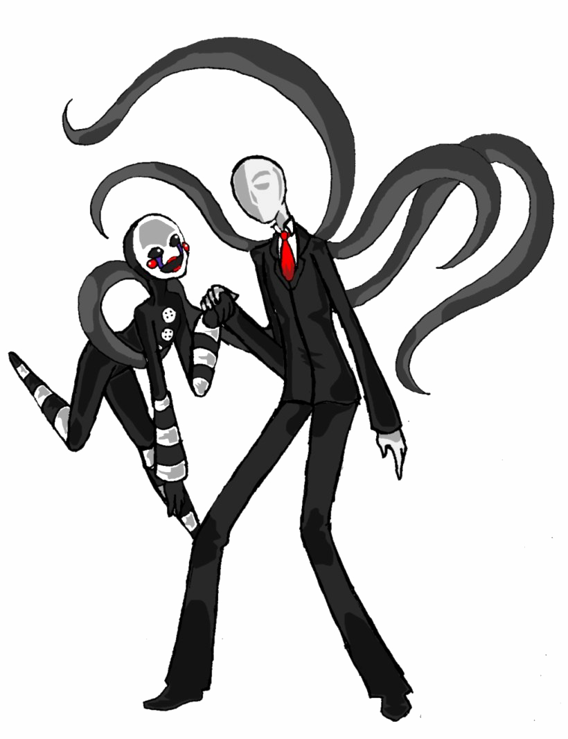 Cartoon Slender Man Png Transparent Background - Slender Man X Puppet Clipart (820x1066), Png Download