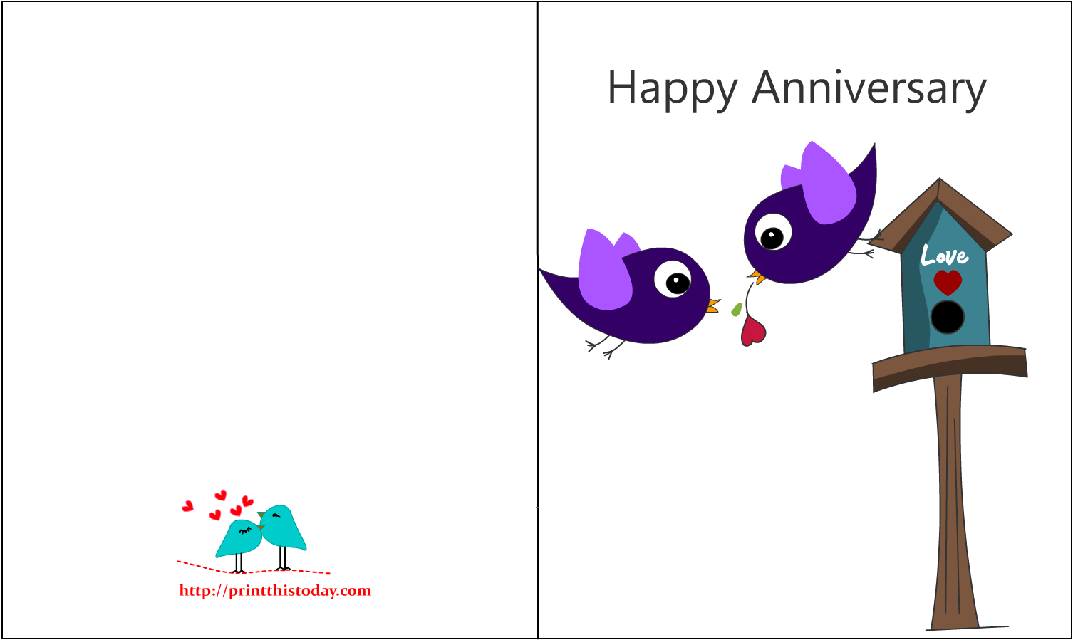 Free Anniversary Cards To Print Free Printable Anniversary - Printable Anniversary Card Template Clipart (1650x1275), Png Download