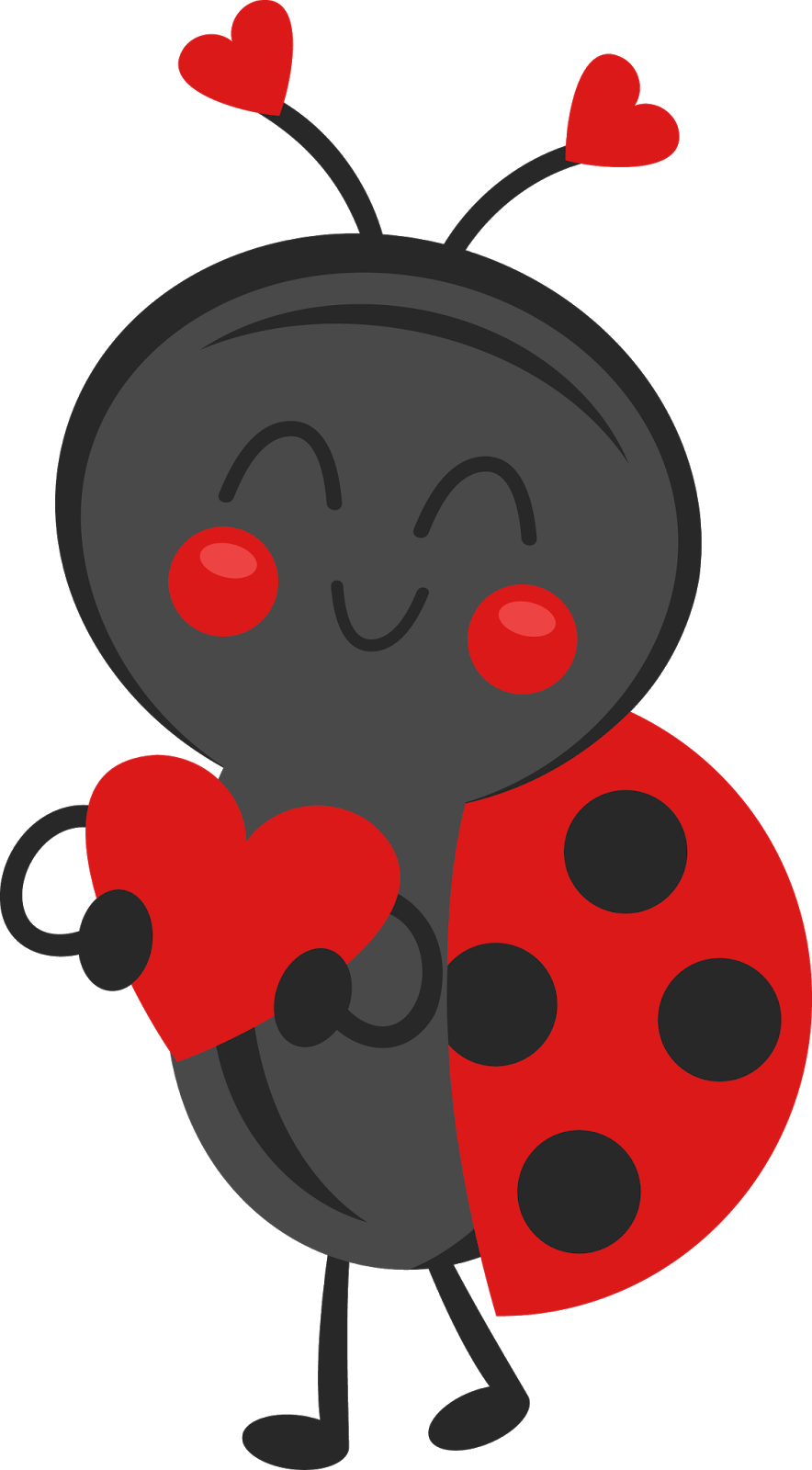 Ladybug - Valentine Ladybugs Clipart (884x1600), Png Download