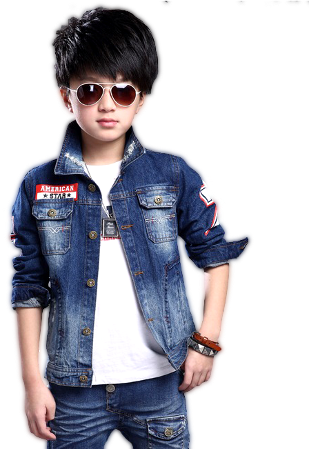 Boy Kids In Jeans Png - Outerwear Clipart (575x709), Png Download