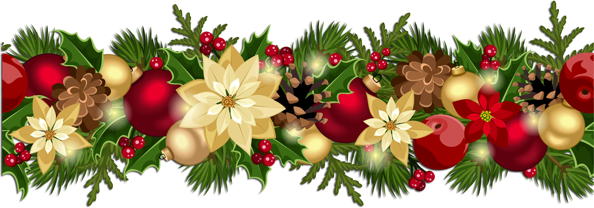 5 Christmas Miracle - Christmas Garland Clipart - Png Download (2000x732), Png Download