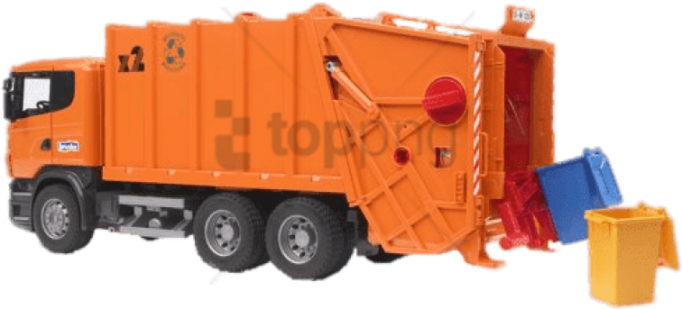 Free Png Download Orange Garbage Truck And Containers - Caminhão De Lixo De Brinquedo Clipart (850x464), Png Download