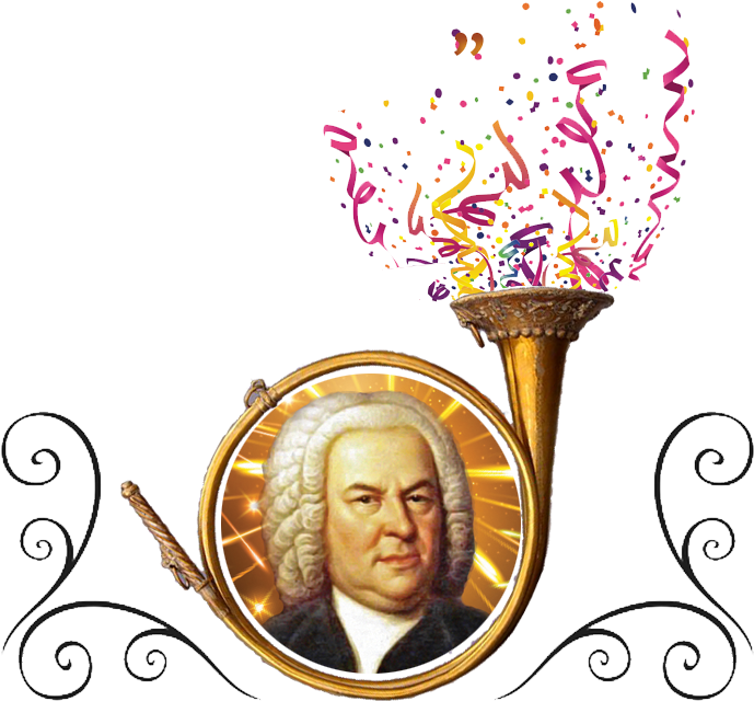 Bach In Horn Wconfetti & Ornaments-png - Johann Sebastian Bach Clipart