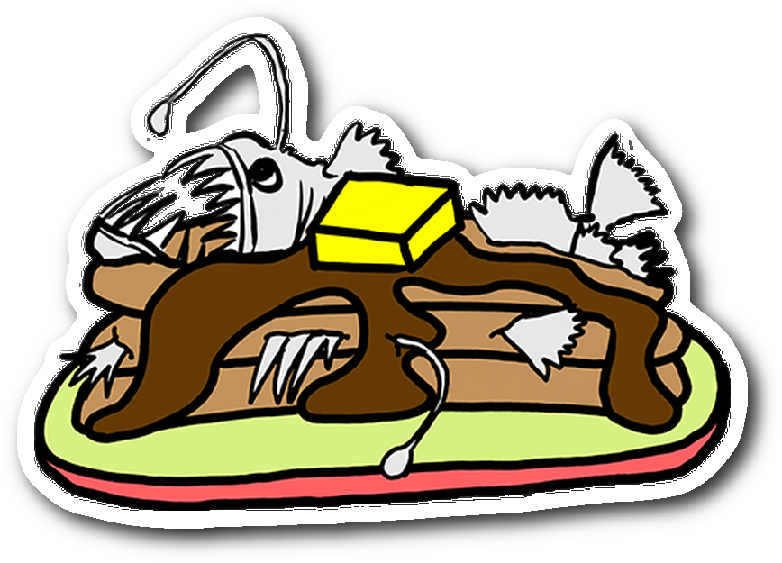 Anglerfish Pancakes Vinyl Sticker Clipart (868x625), Png Download