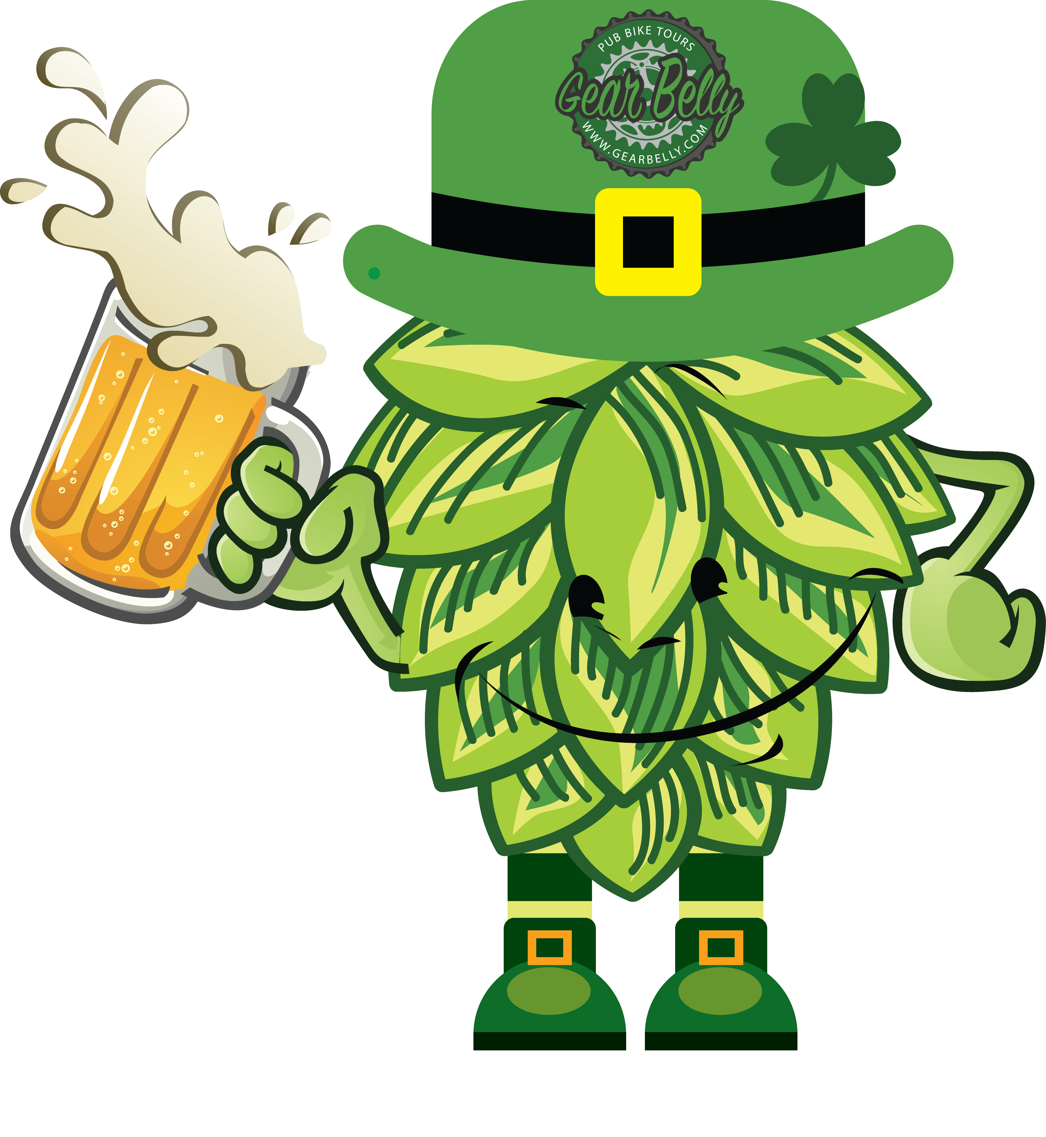 Hops Leprechaun-01 - Illustration Clipart (3630x3945), Png Download