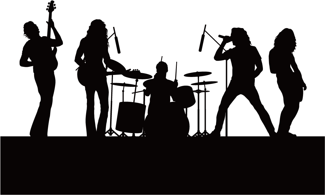 Silhouette Singing Music - Live Band Background Png Clipart (1125x674), Png Download