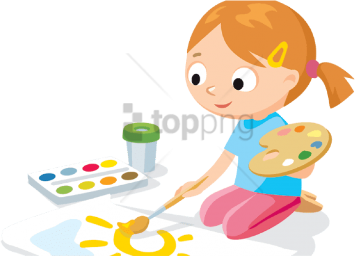 Free Png Kids Painting Clipart Png Png Image With Transparent - Child Painting Clip Art (851x527), Png Download