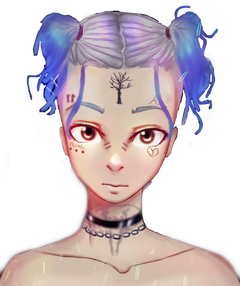 Art Xxxtentacion Rip Loveyou Bluehair Legend Ripxxxtent - Xxxtentacion Animation Girl Clipart (787x937), Png Download