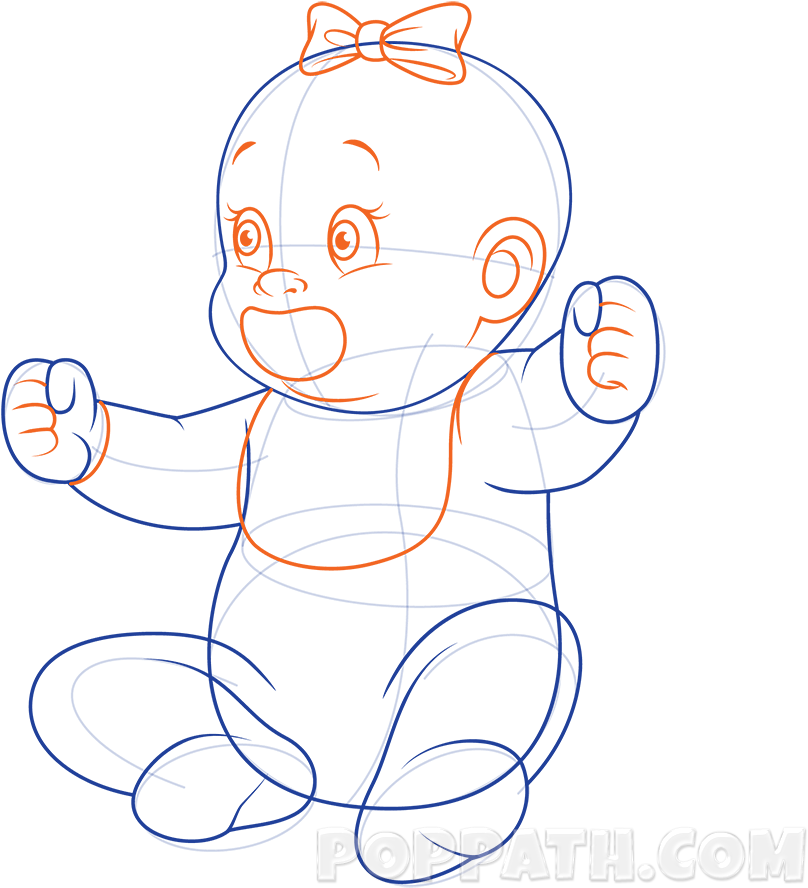 Crib Drawing Baby Soother - Baby Body Drawing Clipart (1000x1000), Png Download