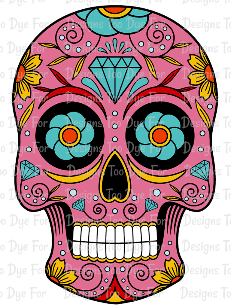 Sugar Skull - Pink - Caveira Mexicana Pink Clipart (768x1024), Png Download