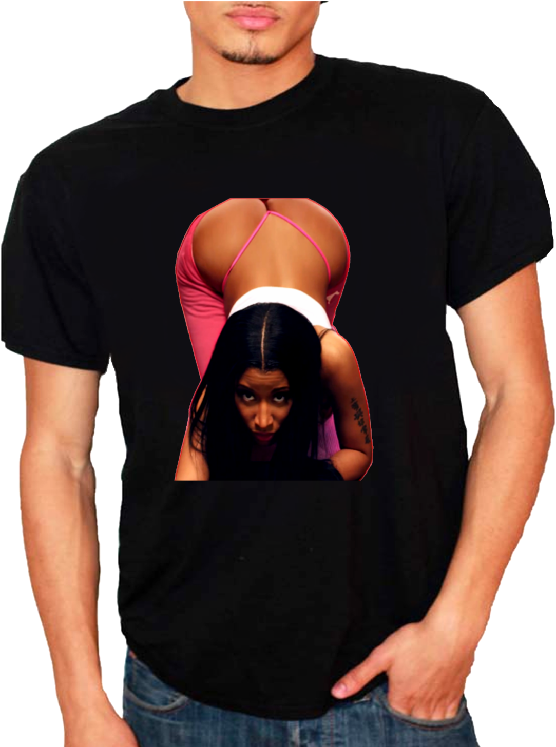 Nicki Minaj Anaconda Pink Print Men's T Shirt - Girl Clipart (1083x1456), Png Download
