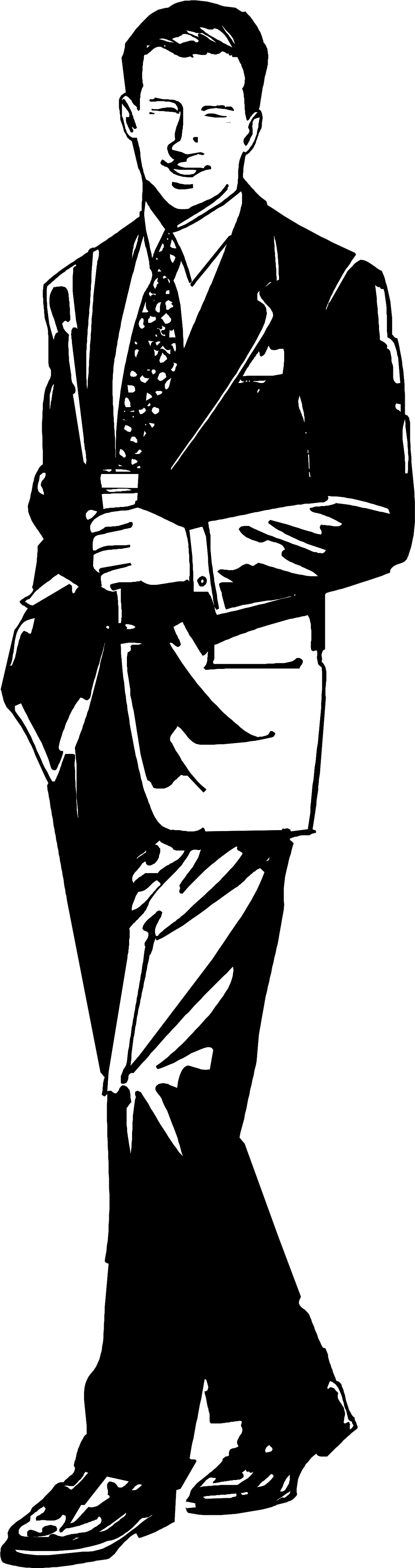 Male Clipart Handsome Man - Man In Suit Clipart Black And White - Png Download (958x3619), Png Download