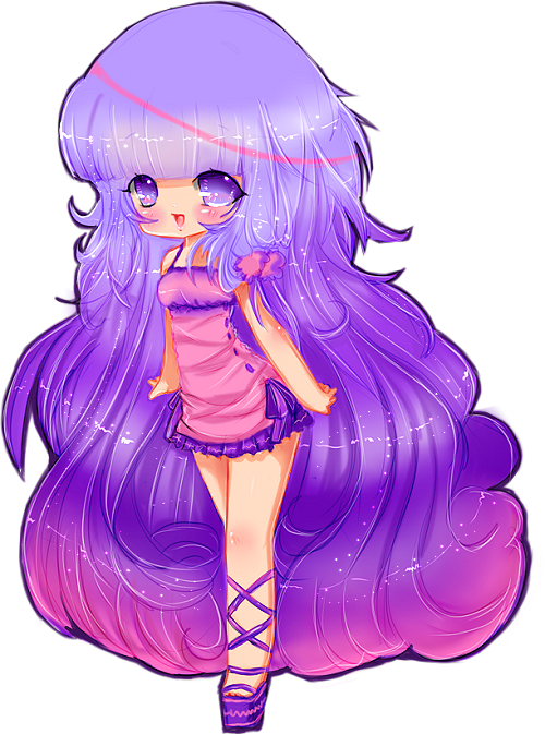 Image - Anime Purple Pink Hair Png Clipart (500x673), Png Download