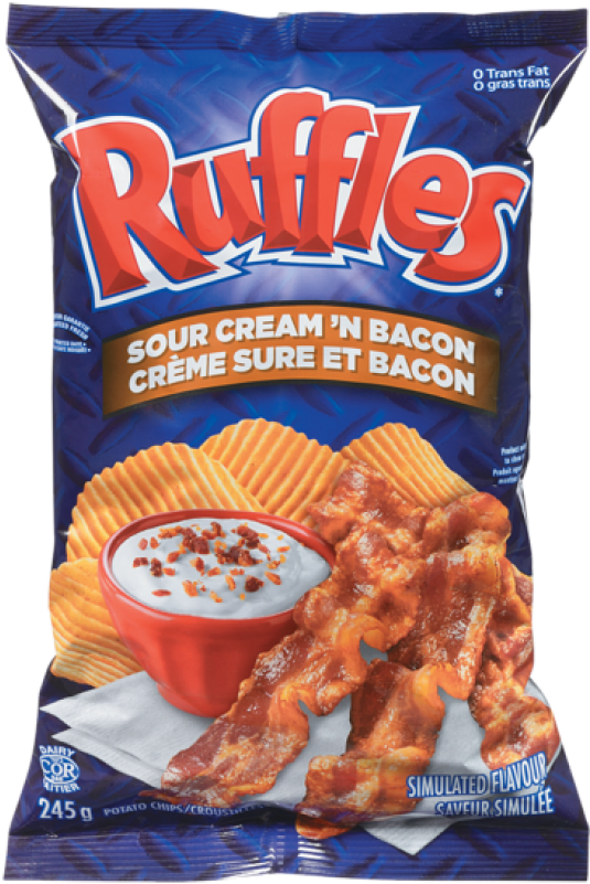 Ruffles Sour Cream & Bacon Potato Chips , Png Download - Ruffles Sour Cream Bacon Chips Clipart (535x801), Png Download