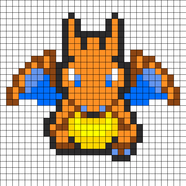 Perler Bead Pattern - Pixel Art Pokemon Dracaufeu Clipart (630x630), Png Download