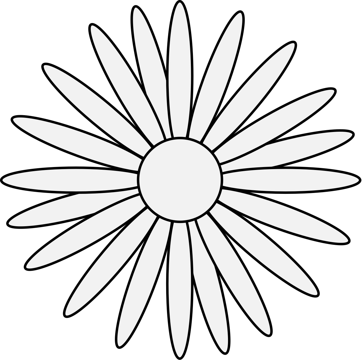 Daisy Traceable Heraldic Art Daisy Flower Doodles Transparent - Transparent Flower Clipart Black And White - Png Download (1229x1222), Png Download