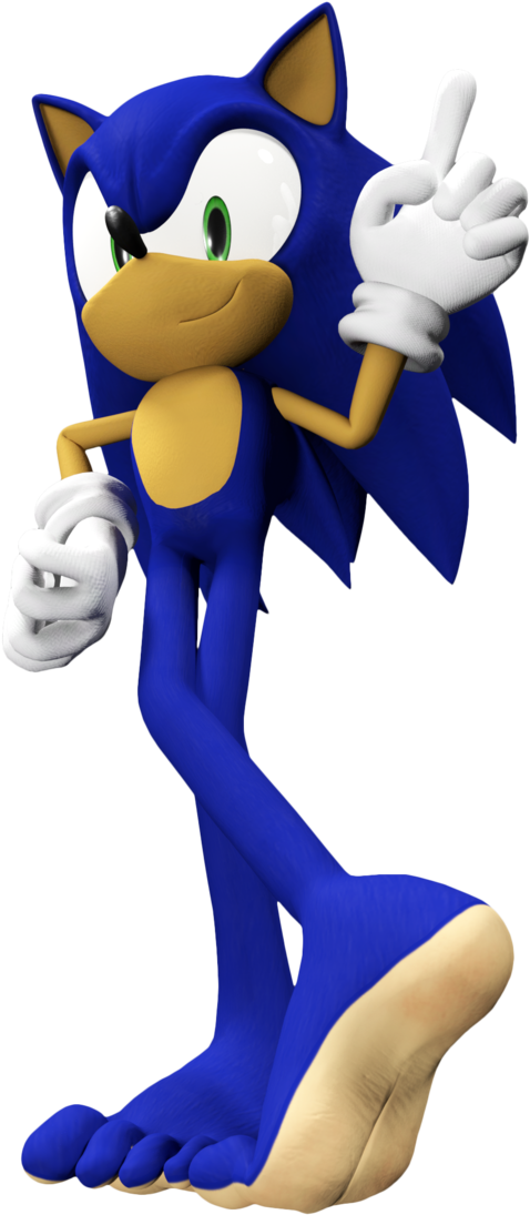 [3d] Sonic The Hedgehog By Feetymcfoot - Sonic The Hedgehog Without Shoes Clipart (478x1095), Png Download