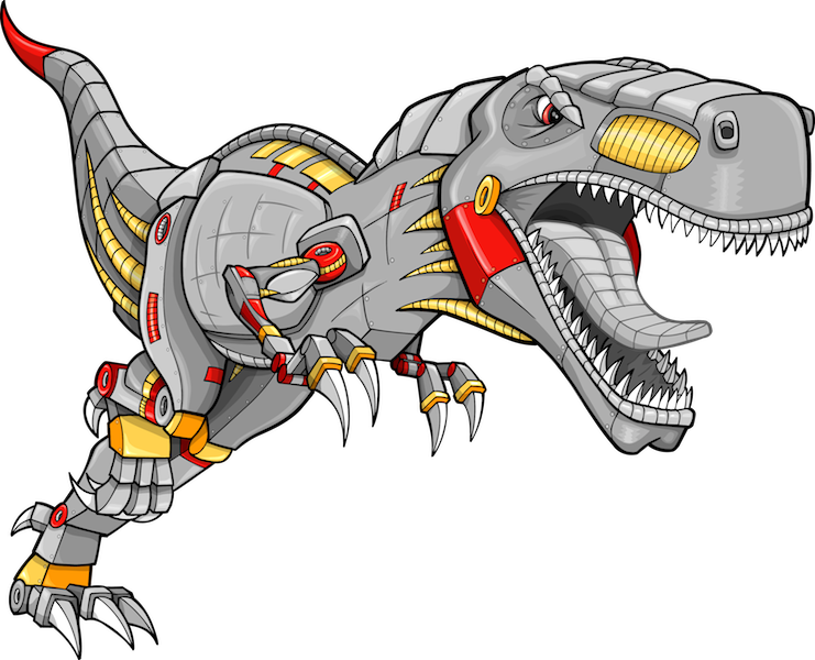 Robot Trex - Robot Trex - Draw A Robot Dinosaur Clipart (741x600), Png Download