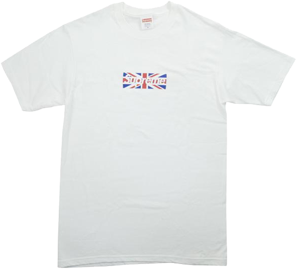 Supreme Union Jack Box Logo Tee - Gildan Heavy Cotton White T Shirt Clipart (589x535), Png Download