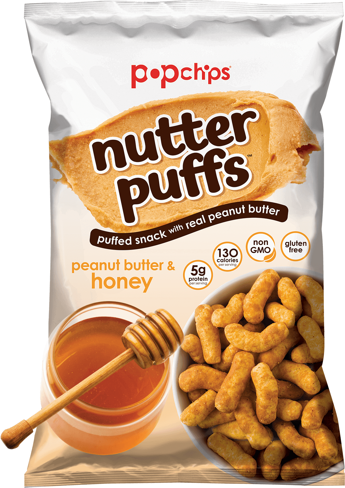 4oz Bag Of Peanut Butter And Honey Nutter Puffs - Popchips Nutter Puffs Clipart (1200x1600), Png Download