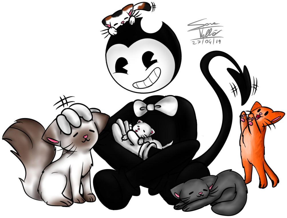 Bendy With Kittens Bendy From Bendy And The Ink Machine - Cartoon Clipart (1280x960), Png Download