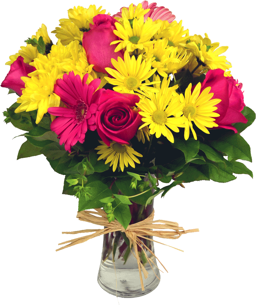 Sunny Delight Bouquet - Multi Colored Rose Bouquet Clipart (1024x1024), Png Download