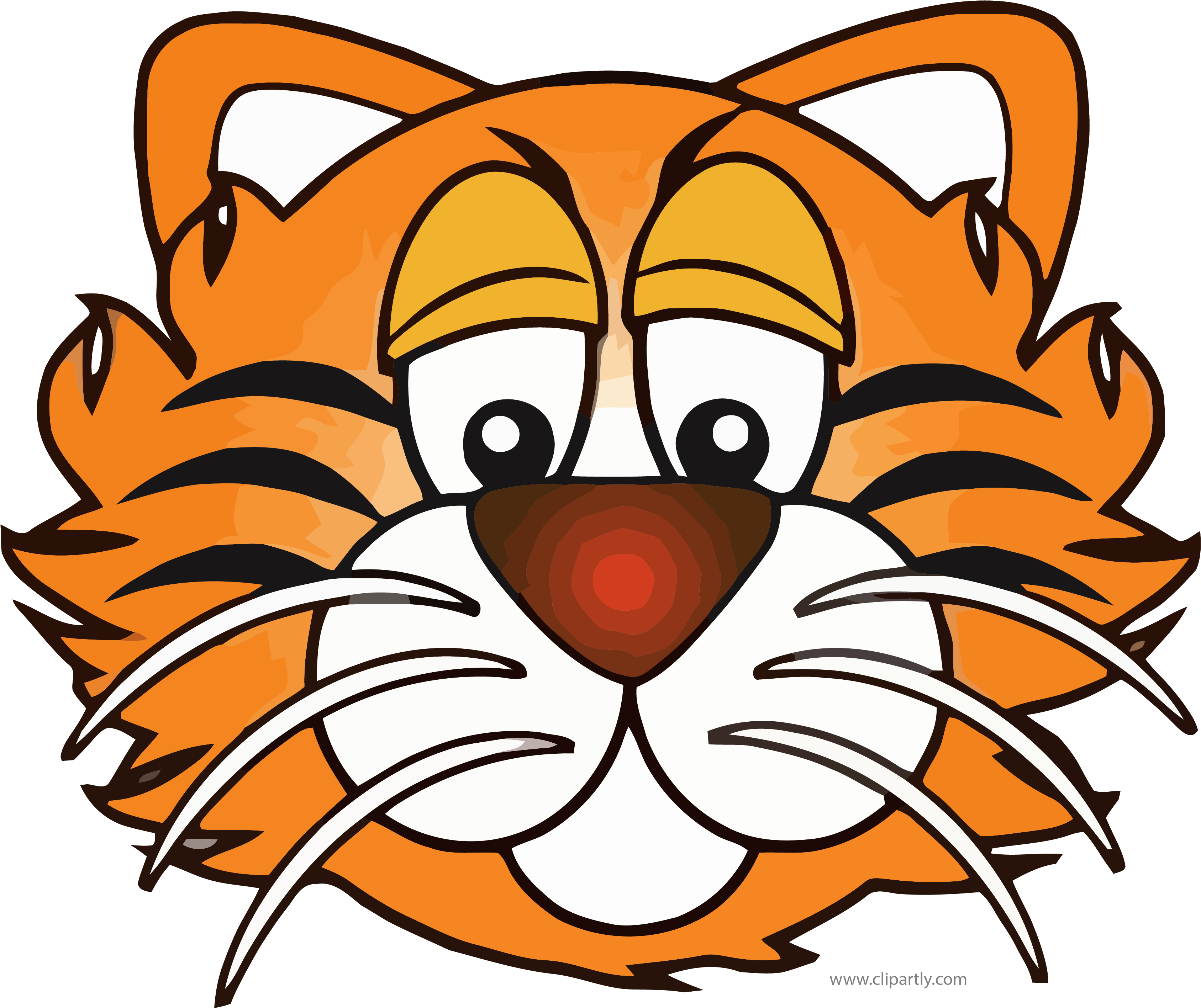 Dark Orange Color Face Tigger Clipart Png Image Download - Tiger Mask Clipart Black And White Transparent Png (3374x2841), Png Download