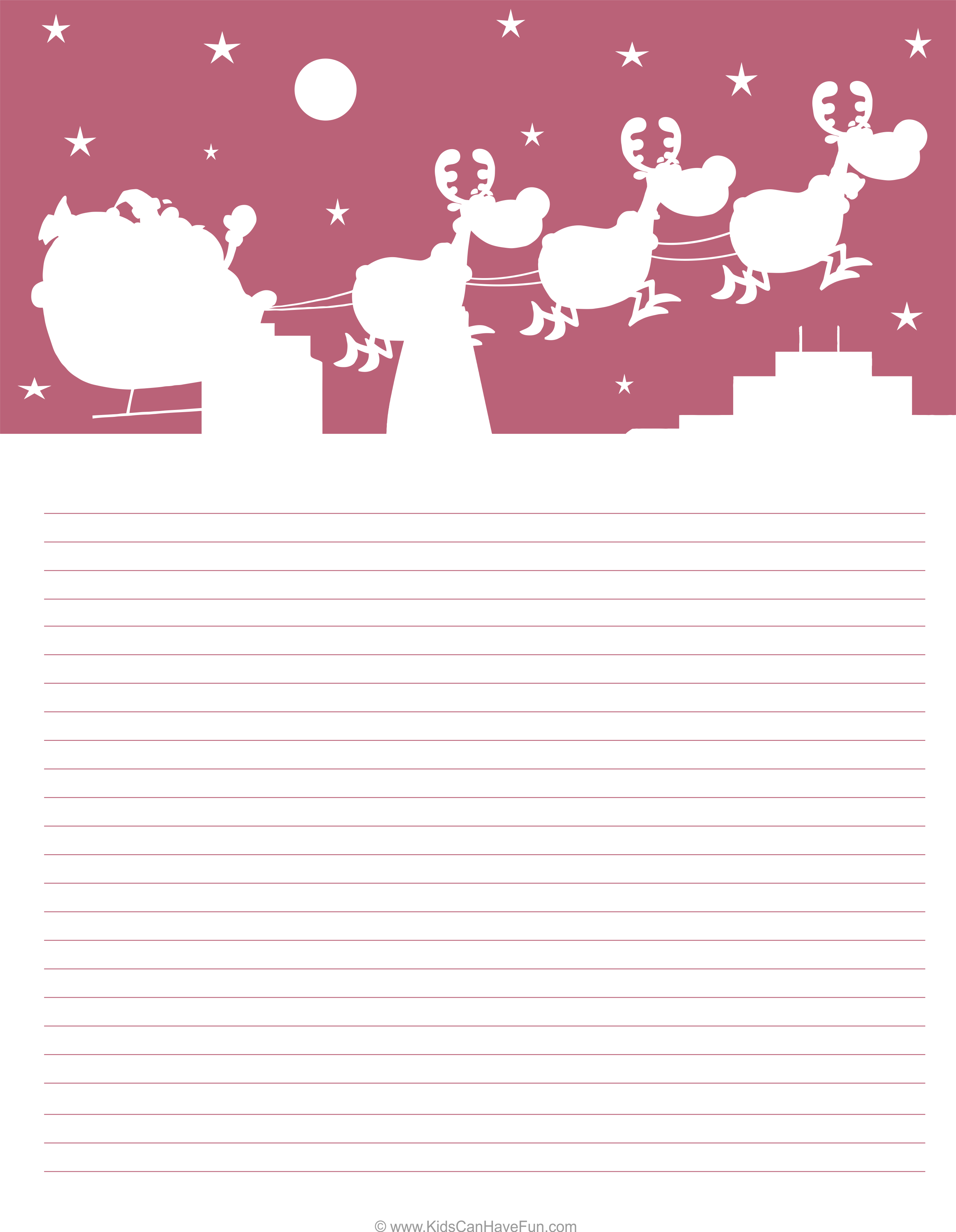 Christmas Santa Ruled Paper - Christmas Day Clipart (2647x3411), Png Download