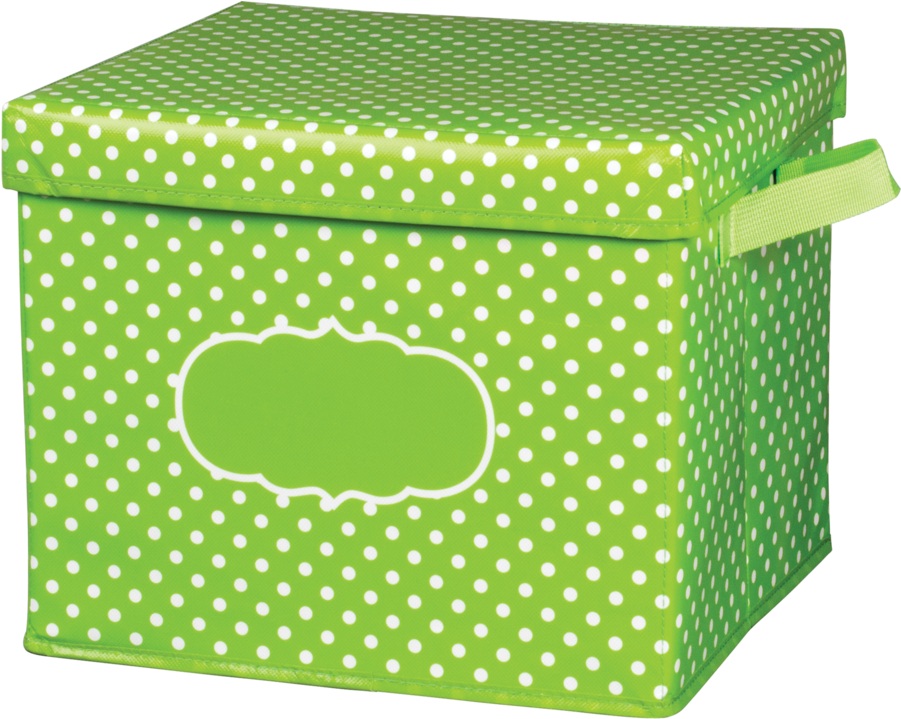 Tcr20820 Lime Polka Dots Storage Box Image - Aquapolka Dot Bin For Teachers Clipart (900x900), Png Download
