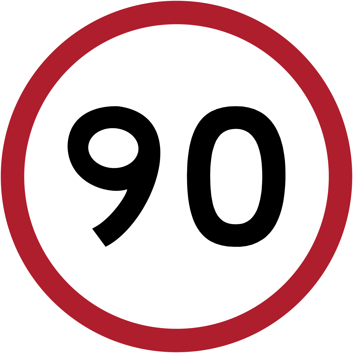Speed Limit 90 Sign Clipart (1200x1200), Png Download