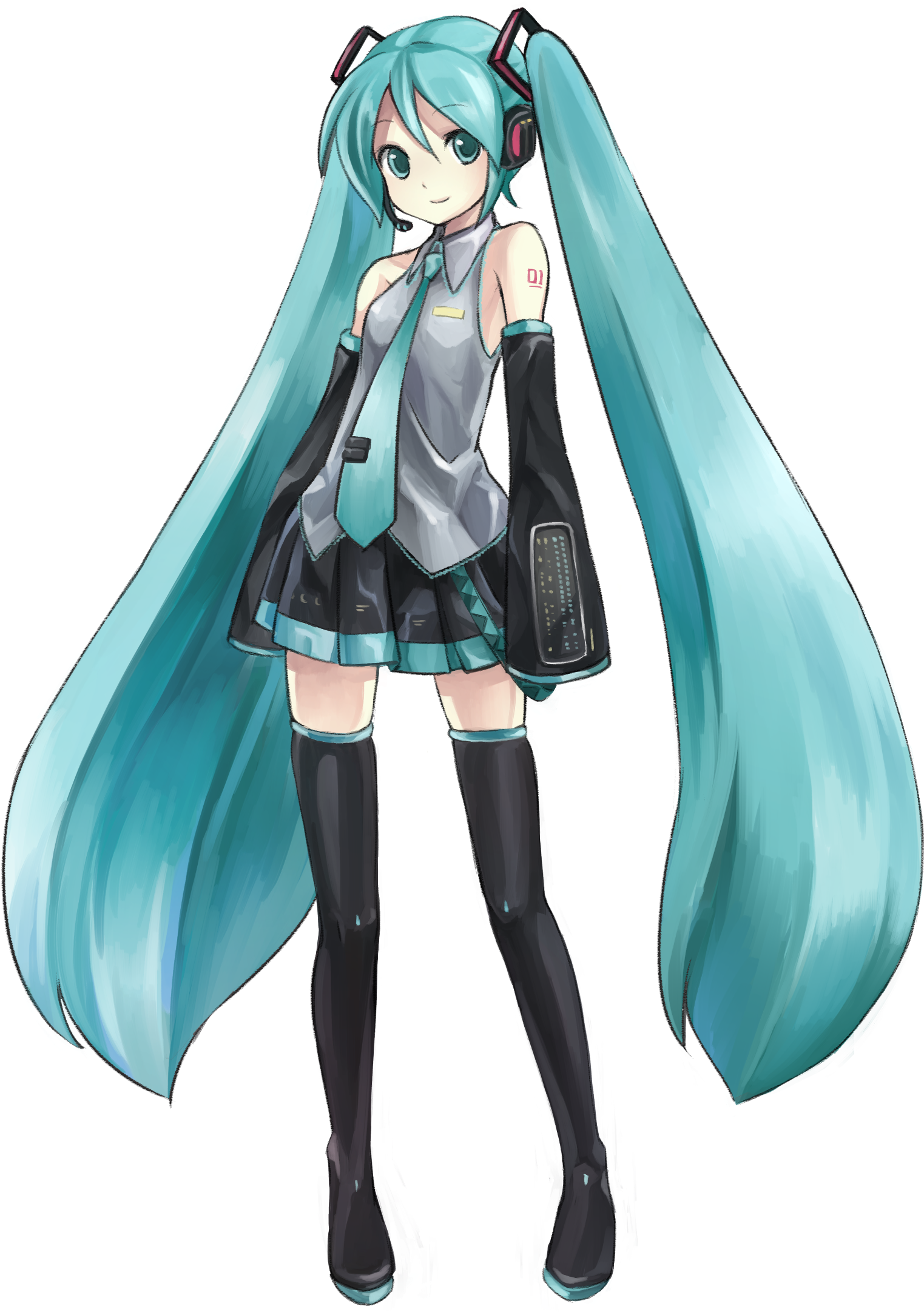 View Fullsize Hatsune Miku Image - Cartoon Clipart (1774x2259), Png Download