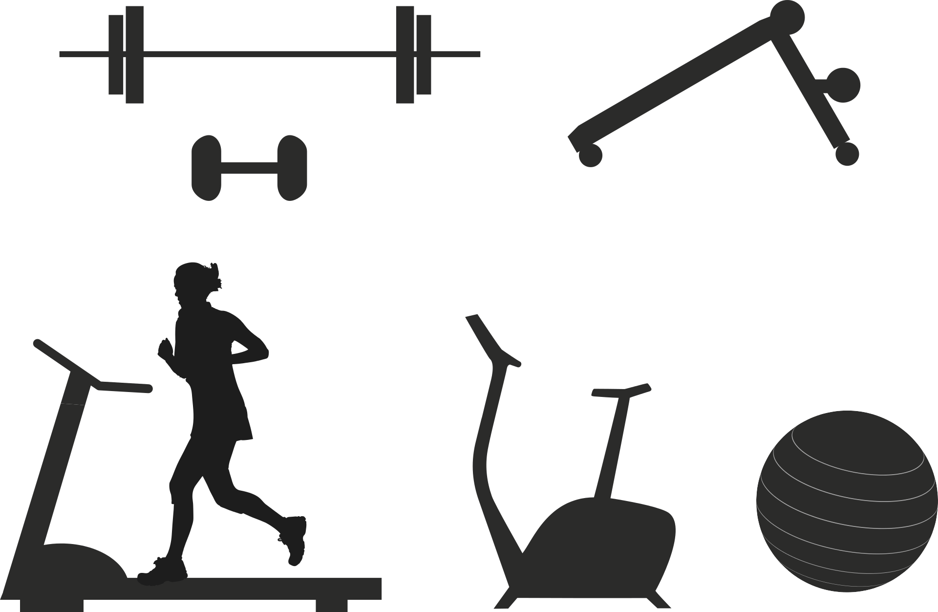 Gym Equipments - Health And Fitness Draw Clipart (1920x1252), Png Download