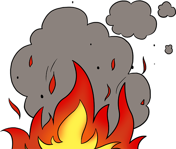 How To Draw Flames And Smoke - Cartoon Fire With Smoke Clipart (618x524), Png Download