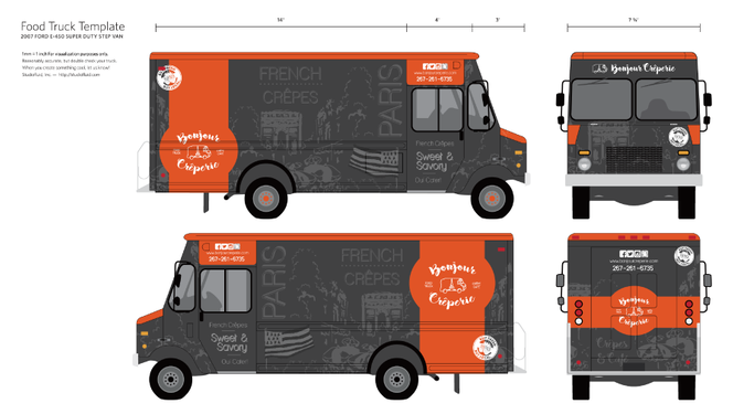 Create An French, Elegant, Fun , Colorfull Design For - Back Of Food Truck Clipart (675x675), Png Download