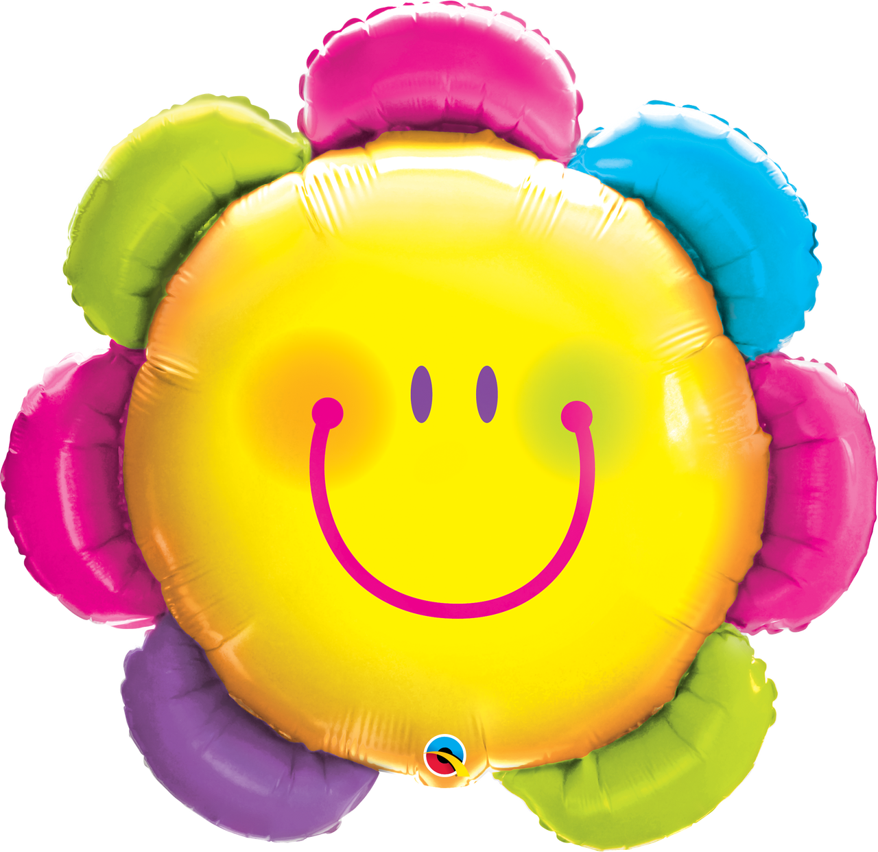 Funny Face Flower Foil Balloon 32" - Smiley Flower Balloon Clipart (1280x1242), Png Download