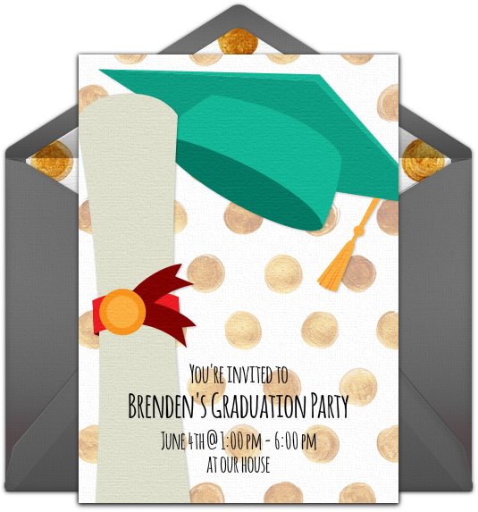 Customizable, Free Colorful Graduation Cap Online Invitations - Envelope Clipart (650x650), Png Download
