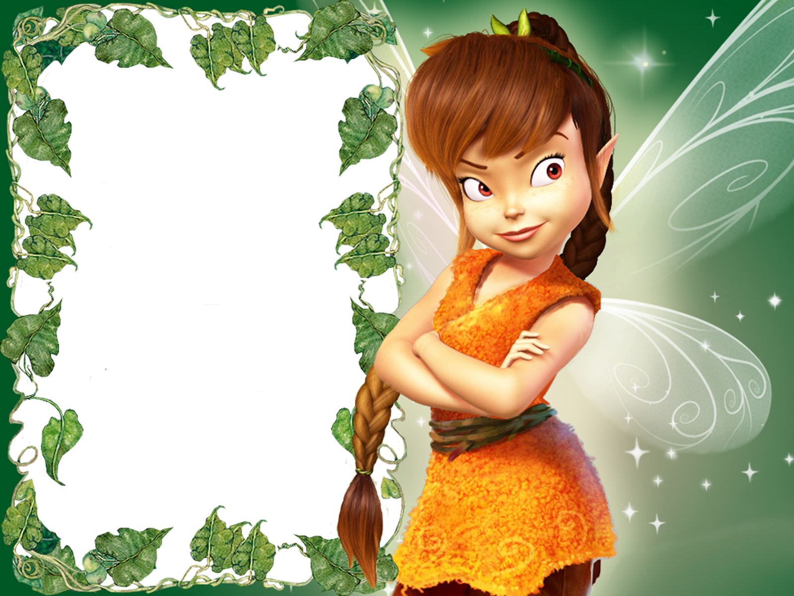 Green Kids Transparent Photo Frame With Fairy - Fairy With Ponytail Clipart (1600x1200), Png Download