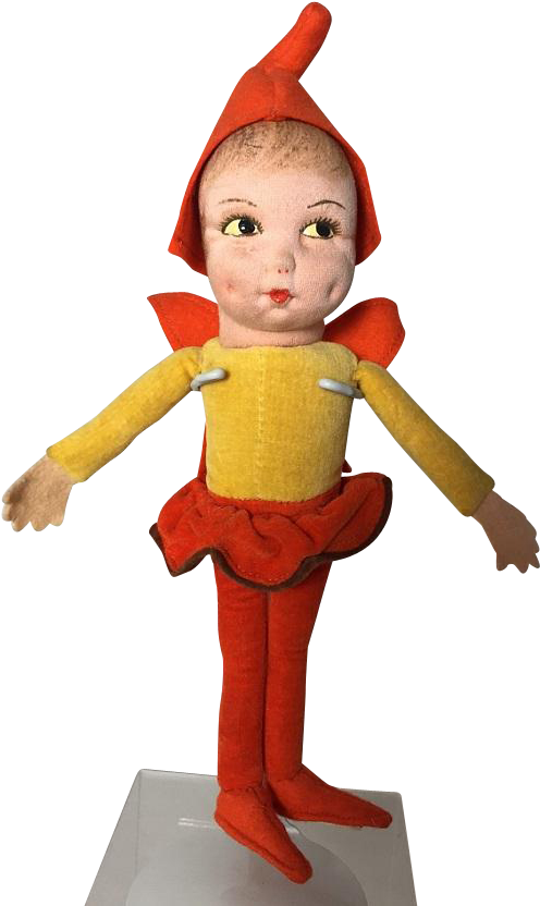Precious Vintage 1940s Norah Wellings Cloth Pixie Doll - Cartoon Clipart (831x831), Png Download
