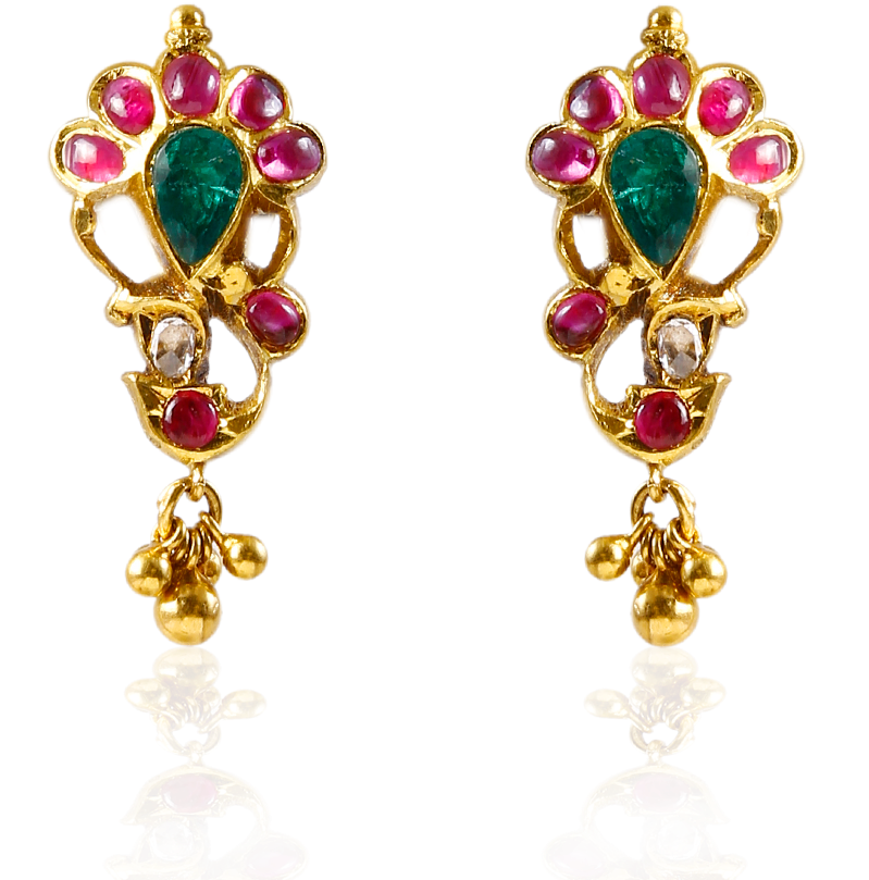 Lord Ganesha Gemstone Earrings - Earrings Clipart (1000x1000), Png Download