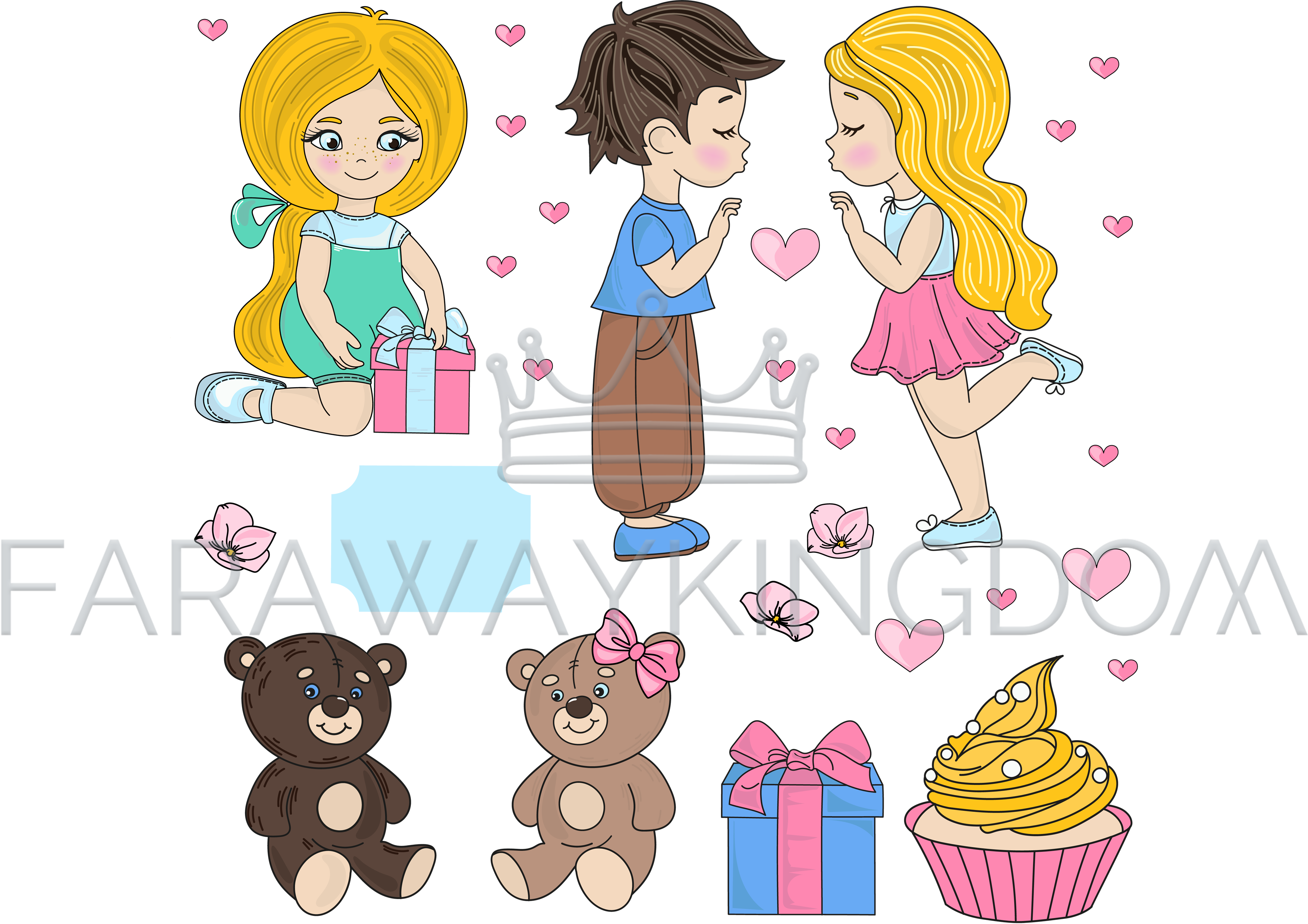 Love Party Valentine Day Cartoon Vector Illustration - Cartoon Clipart (3508x2480), Png Download
