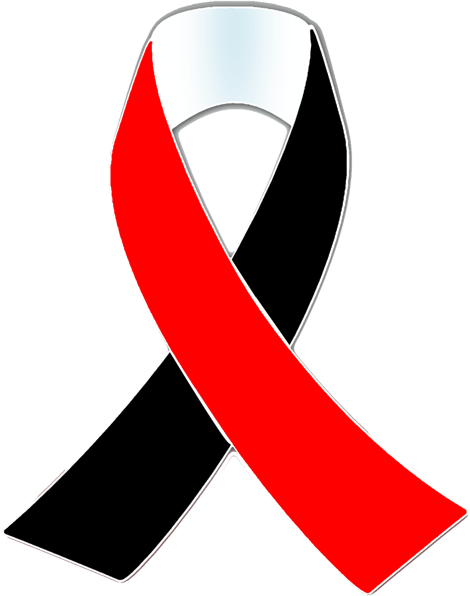 Red White And Black Awareness Ribbon Clipart (1100x1246), Png Download