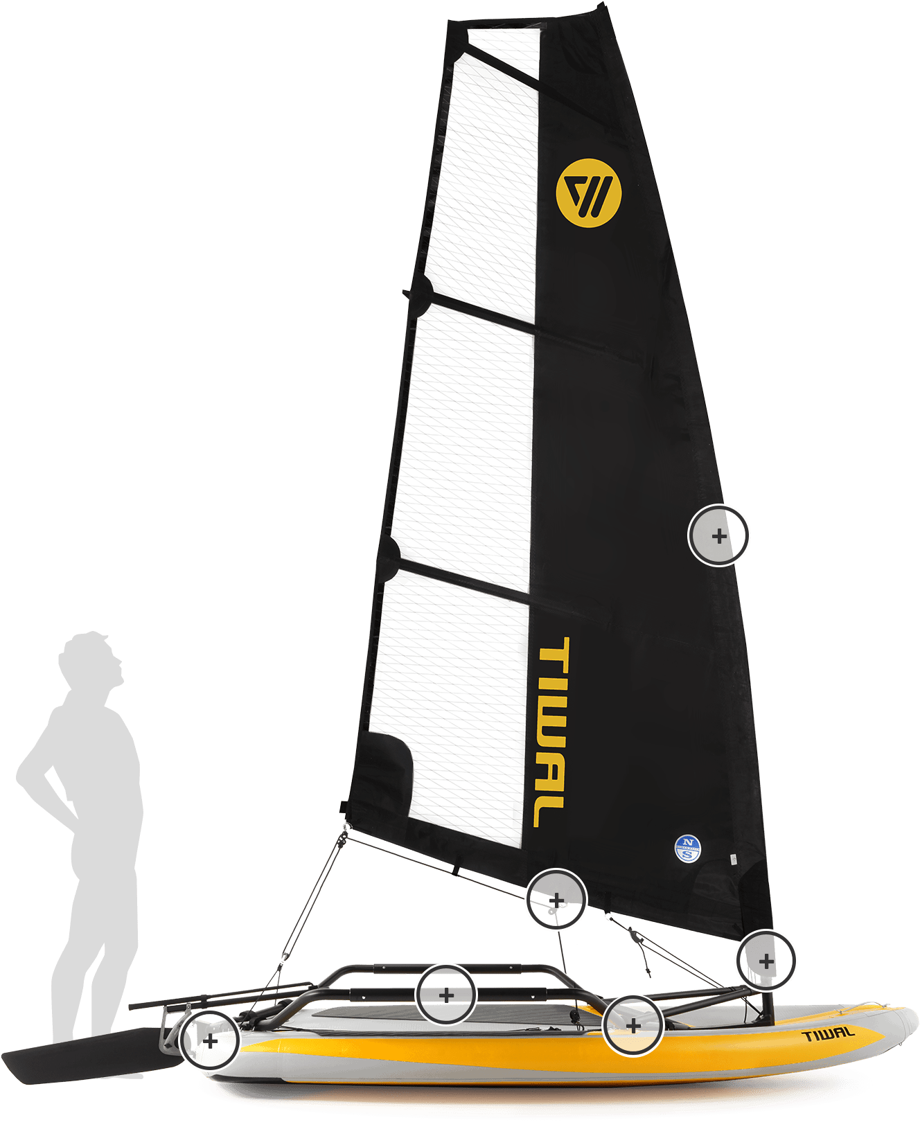 Tiwal 3 Foldable Sailboat - Tiwal 3 Clipart (1328x1630), Png Download