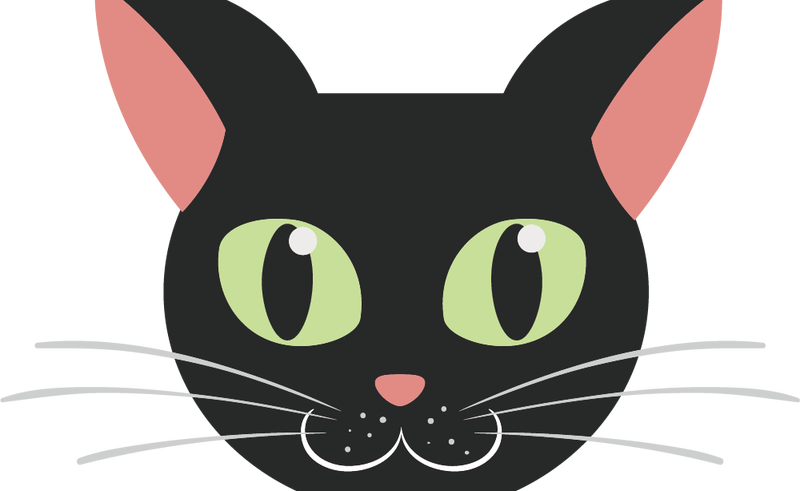 Black Cat Face Image Freeuse Download Techflourish - Black Cat Cartoon Face Clipart (800x491), Png Download
