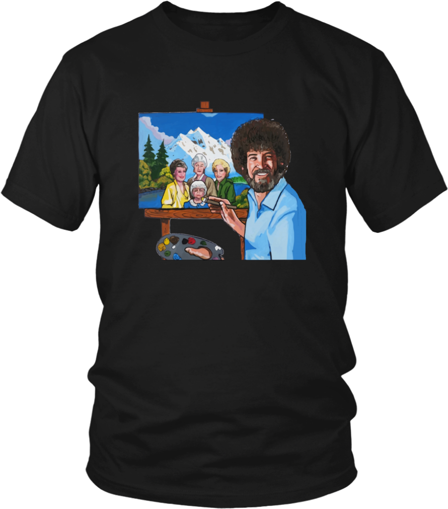 Bob Ross Painting The Golden Girl T-shirt - Larry Bernandez T Shirt Clipart (902x1025), Png Download